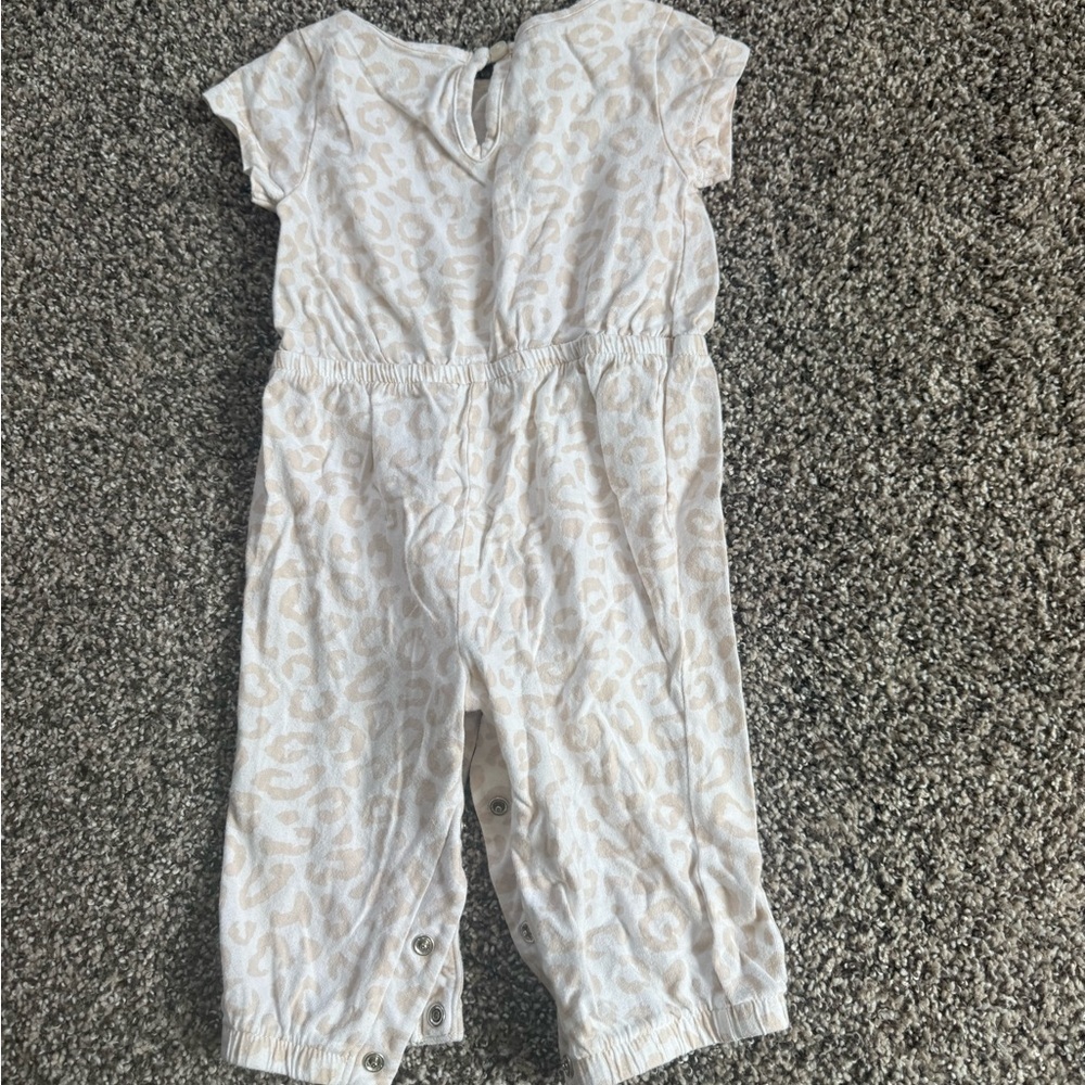 Old Navy White and Light Tan Leopard Print Romper 100% Cotton 6-12 Months - Picture 4 of 4
